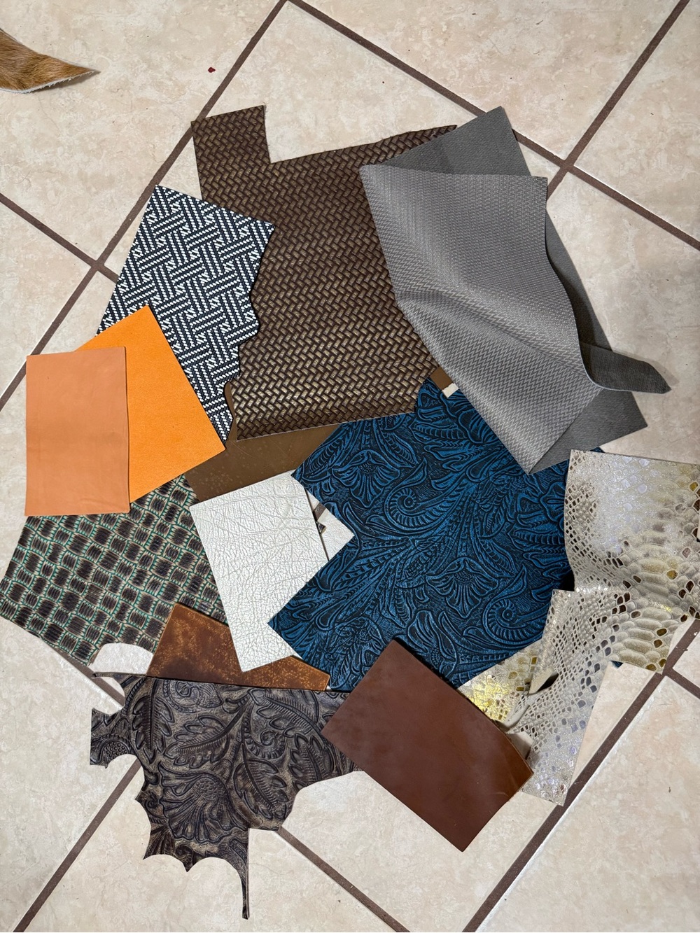 Assorted Embossed Leather Scrap Bundle – Decorative Craft Remnants